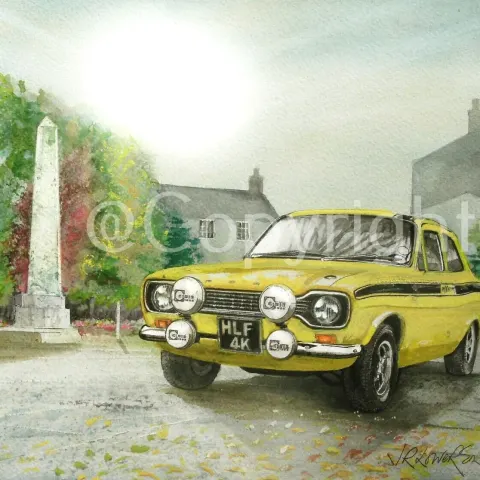 Ford Escort 1970's Yellow Mexico MK1 Nostalgic British Car Metal Wall Art