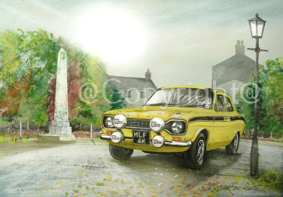 Ford Escort 1970's Yellow Mexico MK1 Nostalgic British Car Metal Wall Art