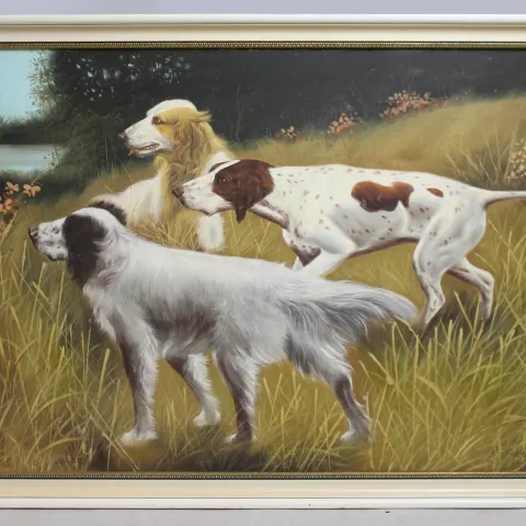 Dogs Oil on Board by R.Johnson