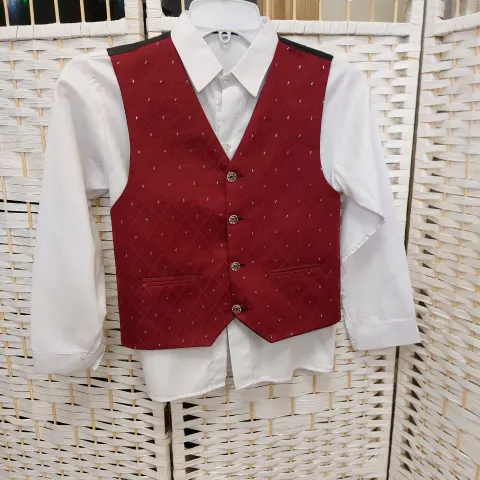 Bulk lot of boys suit trousers, jackets, shirts, waistcoats and cravats