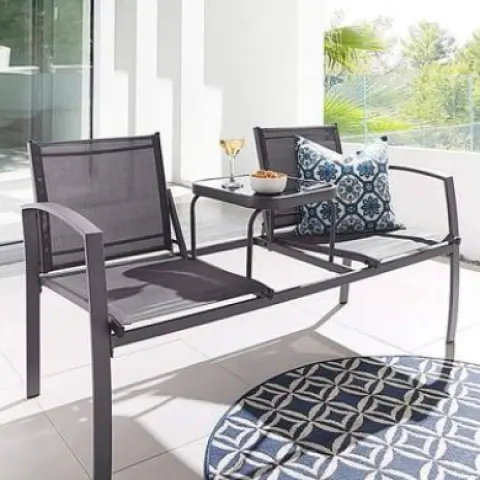 (19/5D) RRP £119. Porto Love Seat Charcoal. (Fixings Seen).