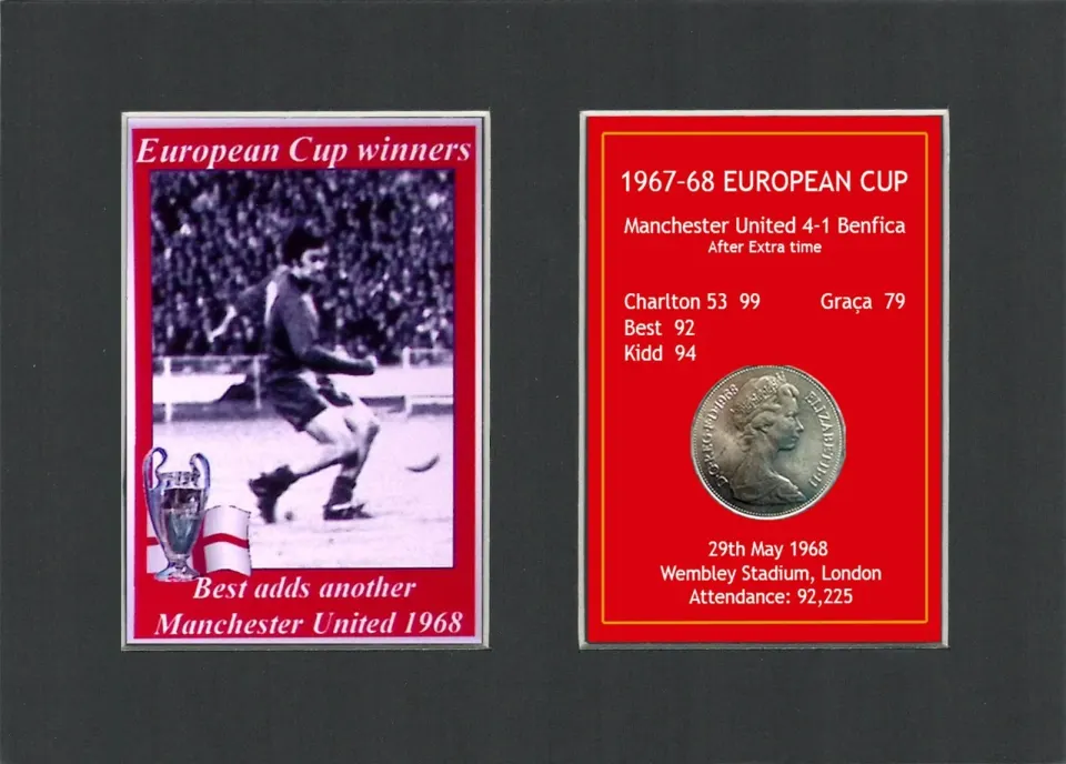George  Best Gets The 2nd Manchester United 1968 European Cup Mounted Coin Metal Art