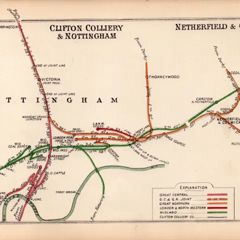 Clifton Colliery Colwick Nottingham Antique Railway Diagram-144.