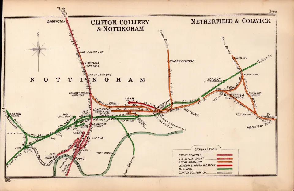Clifton Colliery Colwick Nottingham Antique Railway Diagram-144.