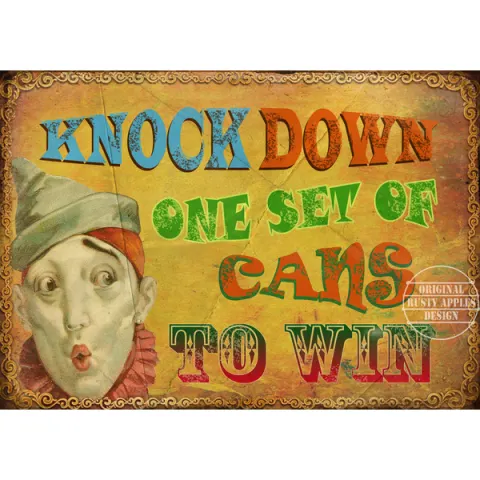 Knock em Down    Fairground Large Metal Wall Art.