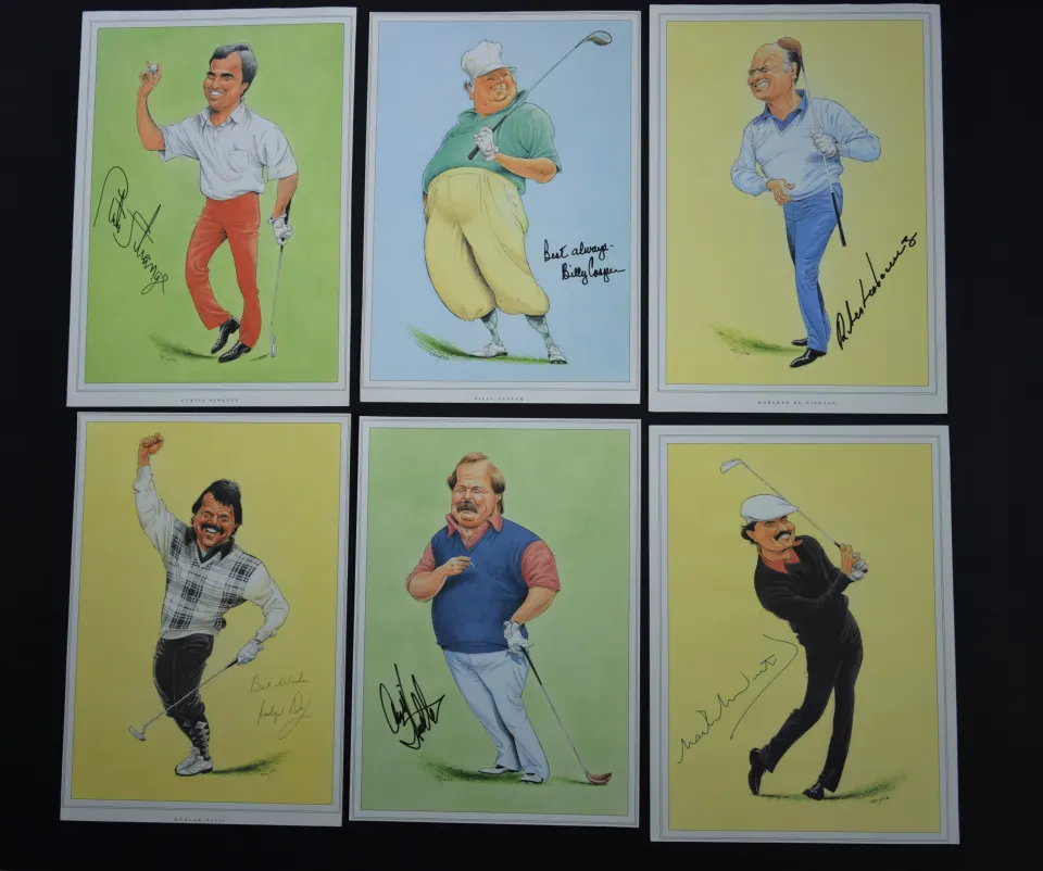 Golfing  "Caricatures" Original Signatures