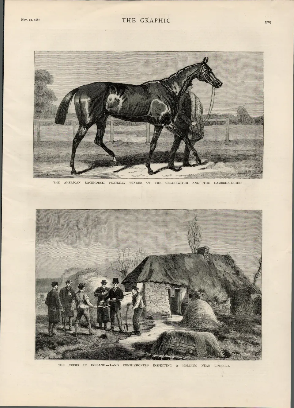 Inspecting a Farm  Holding Limerick Ireland 1881 Antique Print.