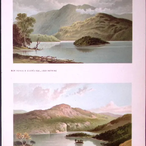 Scotland Ben Venue & Ellen’s Isle Loch Katrine Antique Coloured Print-35