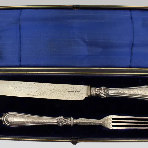 Victorian Silver Fish Knife and Fork Set, Joseph Gloster, Birmingham