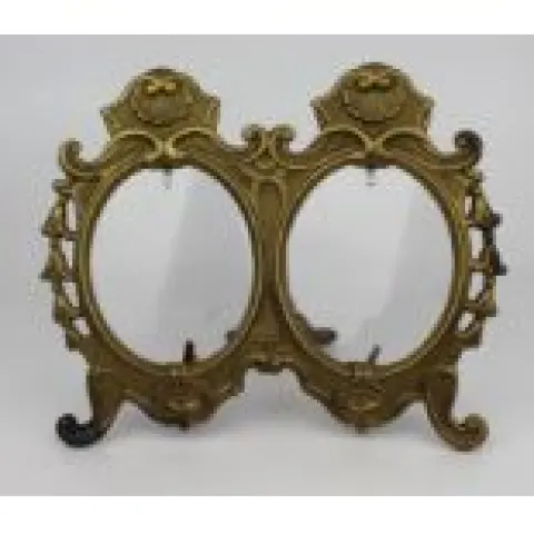 Vintage Art Nouveau Style Brass Twin Picture frame