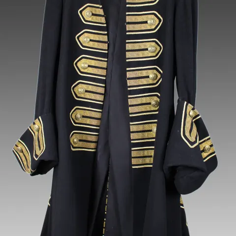 Decorative Vintage Ceremonial Wool Coat with Gold Braid Trim, 20th Century
