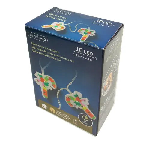 10x LED CHRISTMAS LIGHT STRINGS - CANDY CANES