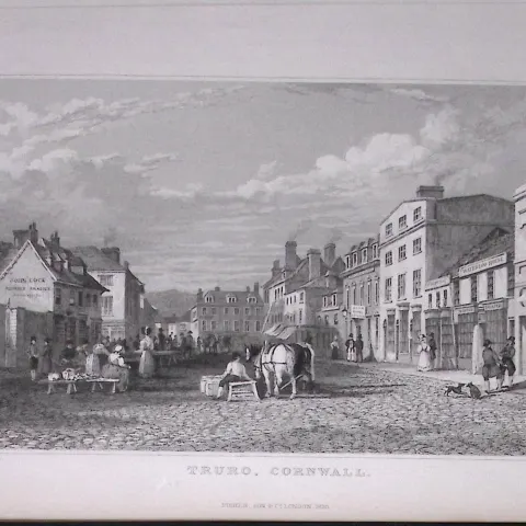 Cornwall Truro Town Antique 193 Years-Old Steel-Engraving-31