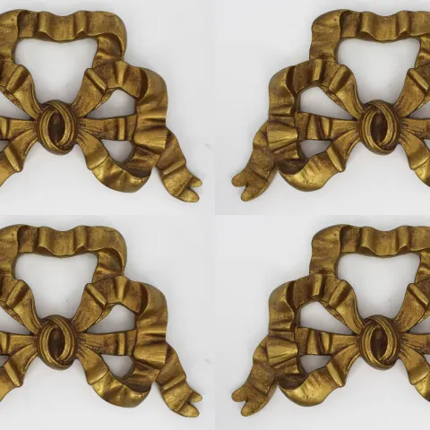 Set of 4 Vintage Gilt Bow Ribbon Wall Decoration Hanging