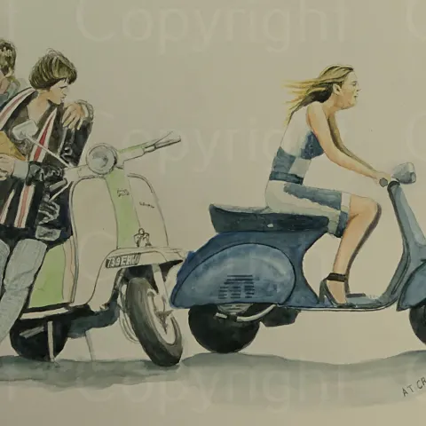 Mods & Scooters  "Mod Scooter Girls"  L arge Metal Wall Art.