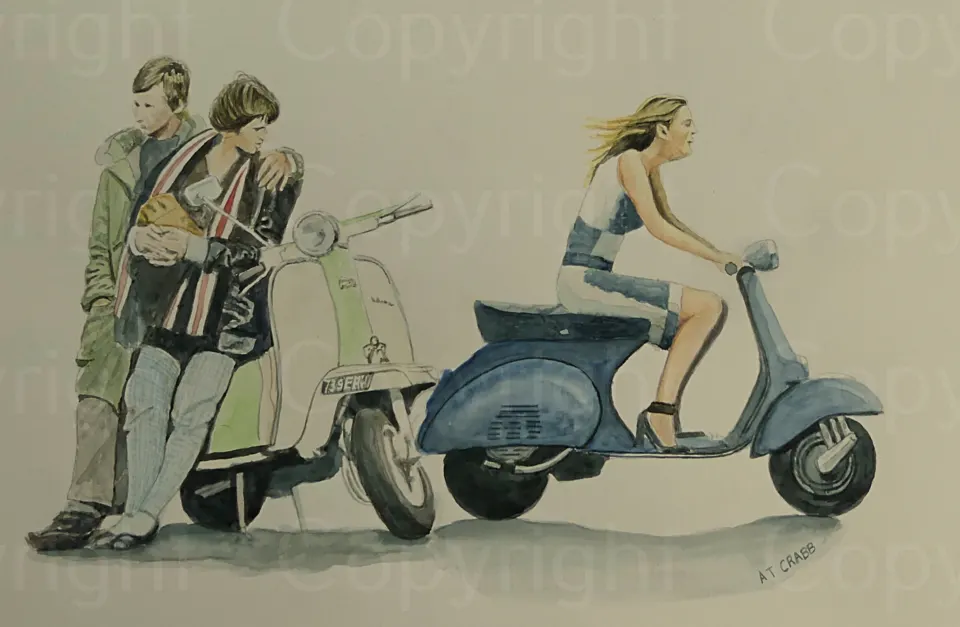 Mods & Scooters  "Mod Scooter Girls"  L arge Metal Wall Art.