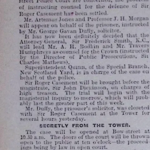 Irish Easter Rising 1916, Sir Roger Casement Being Held in The Tower of London, Countess Markiewicz