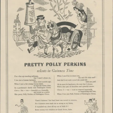 Guinness 1958 Original Print Pretty Polly Perkins -G.E. 2082.EThis Print Is Over 60 Years Old And Is