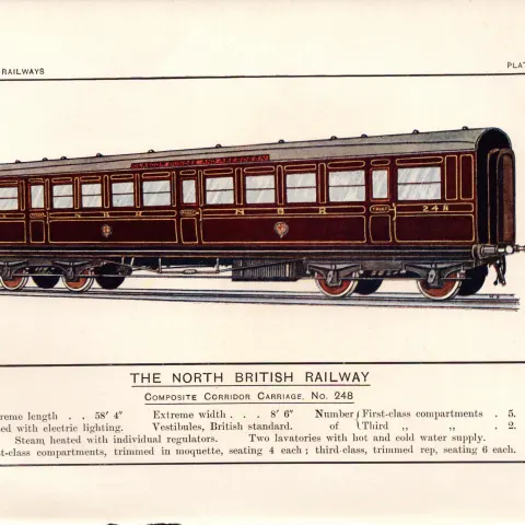 North British Railway Carriage No 248 Train Detailed Antique Book Plate.