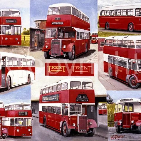 Trent Transport Multi Bus Montage Large Metal Wall Art.