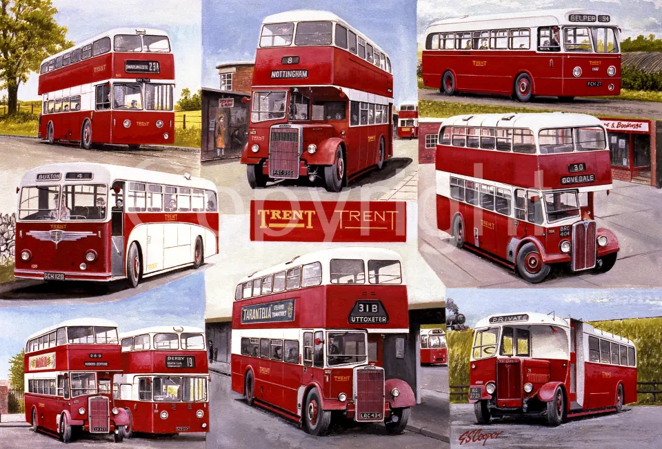 Trent Transport Multi Bus Montage Large Metal Wall Art.