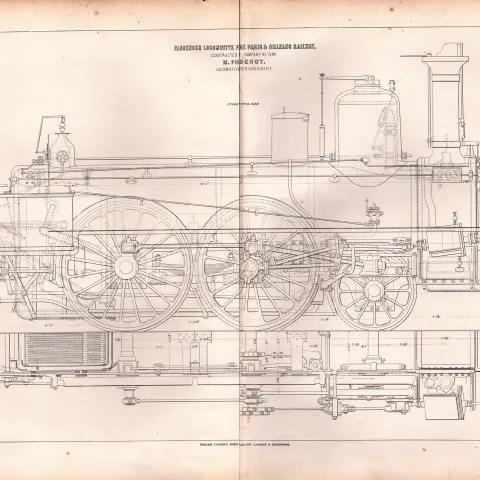 Passenger Locomotive Paris & Orleans Railway Antique Scarce Diagram-11.