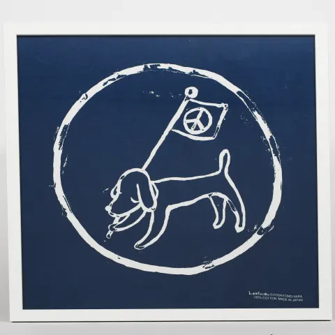 Yoshitomo Nara (b 1959) Peace Dog Flag (Blue) Silk Screen Printed On Cotton, Framed