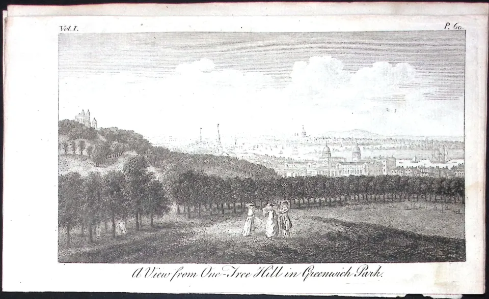 London One Tree Hill Greenwich Rare Georgian Copper Antique 1776 Engraving-105.