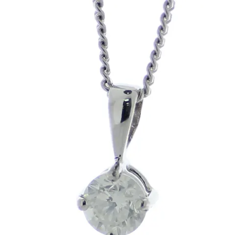 18ct White Gold Single Stone Prong Set Diamond Pendant 0.61 Carats
