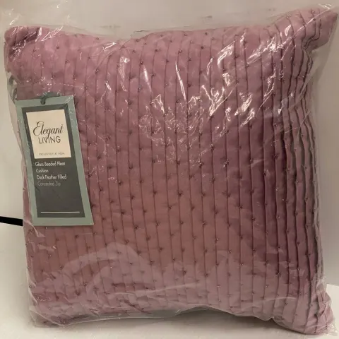 4 x Elegant Living Glass Beaded Duck Feather Filled Violet Cushion