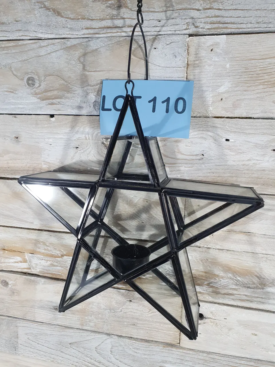 Metal and glass, star candle hanger, from John Lewis. 26cm x 26cm