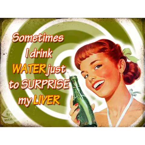 Drinking Water Funny Large Metal Wall Art.