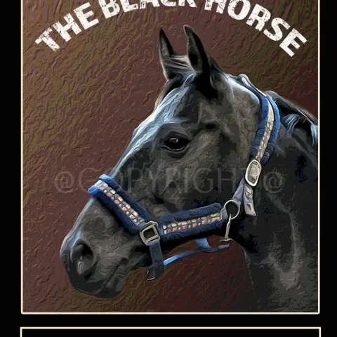 Black Horse Traditional British Pub Large Metal Wall Art