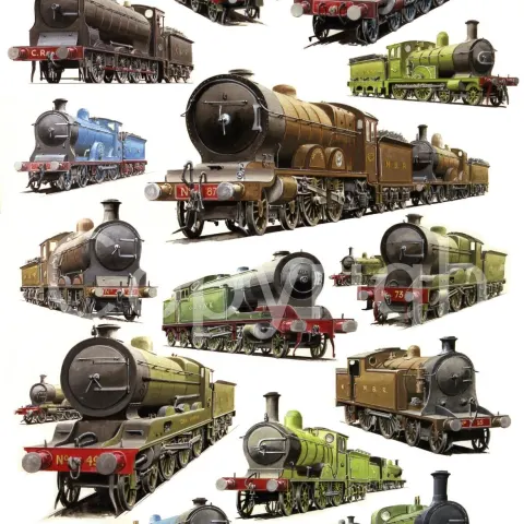 Scottish Railways 14 Steam Train Vintage Montage Metal Wall Art