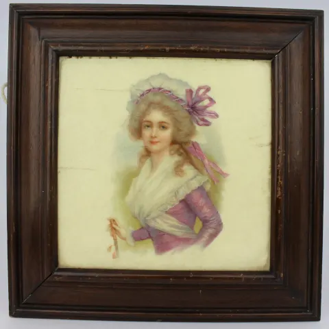 Victorian Framed Lady in Bonnet Tile