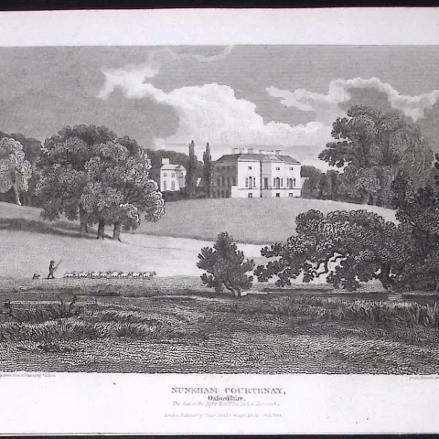 Oxfordshire Nuneham Courtnay Antique 212 Years-Old Steel-Engraving-55