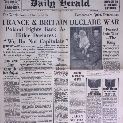 Britain & Allies Declaration of War on Germany WW2 Original 1939 Newspaper-10.