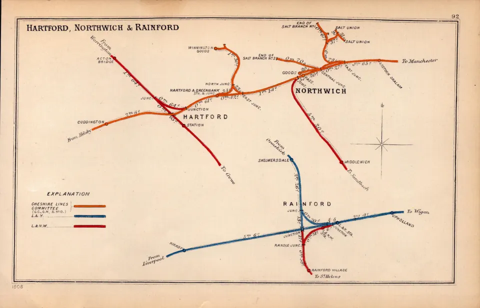 Hartford, Northwich & Rainford Antique RailwayJunction  Diagram-92.
