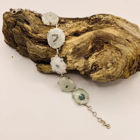 Artisan Bespoke Unique Handcrafted Sterling Silver & Solar Quartz Bracelet