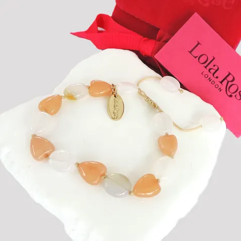Lola Rose London Peach Chalcedony Heart Mix Gemstone Bracelet 'New'