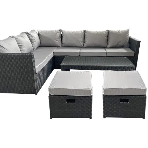 8-Seater Gunnersbury Rattan Sofa Set - Black  
