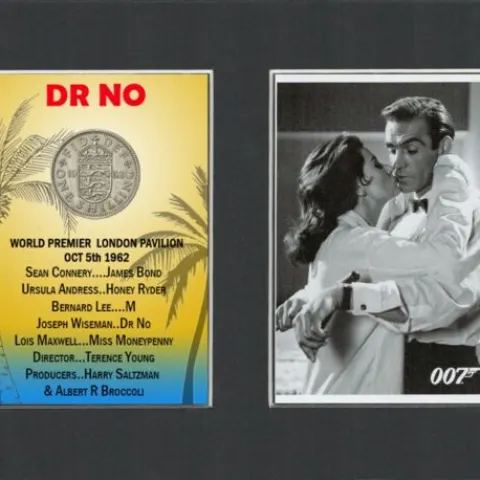 James Bond Dr No First Bond Film Released Mount & Shilling Display Set.