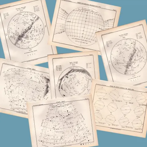 Antique Collection 30+ Balls 1892 Atlas of Astronomy Lithographs
