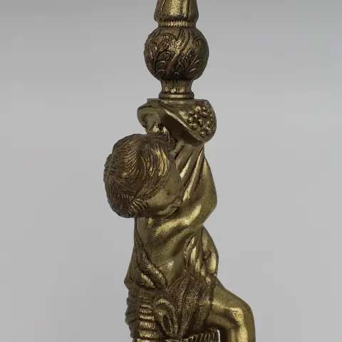 Vintage Brassed & Onyx Cherub Table Lamp