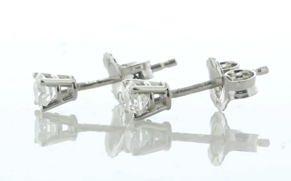 14ct White Gold Single Stone Prong Set Diamond Stud Earring 0.50 Carats