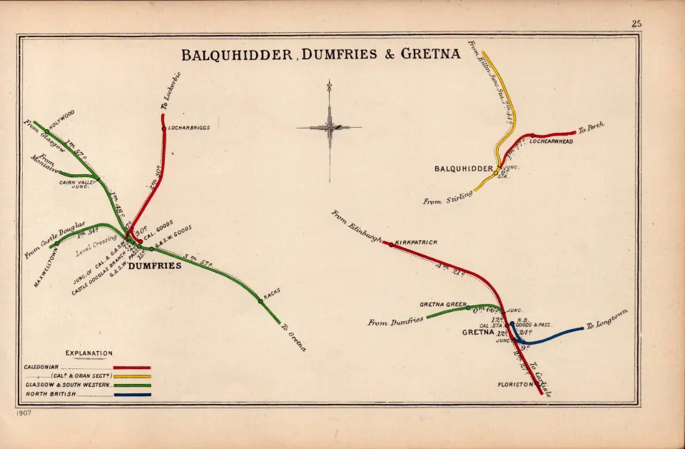 Gretna Green Dumfries Balquhidder Scotland Antique Railway Junction Diagram-25.