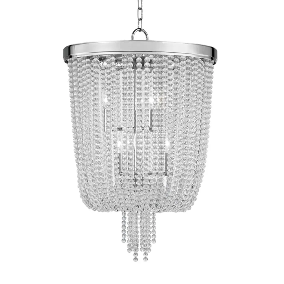 Heavy Polished Nickel & Crystal Designer Chandelier