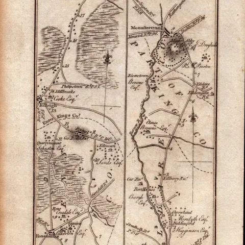 Ireland Rare Antique 1777 Map Offaly Laois Kildare Athy Portlaoise Tullamore.