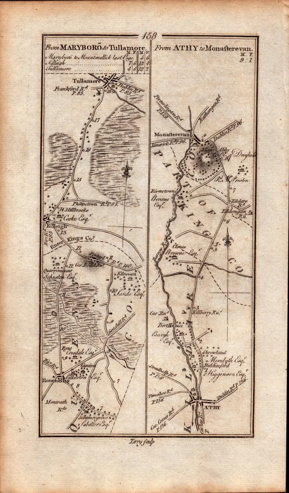Ireland Rare Antique 1777 Map Offaly Laois Kildare Athy Portlaoise Tullamore.