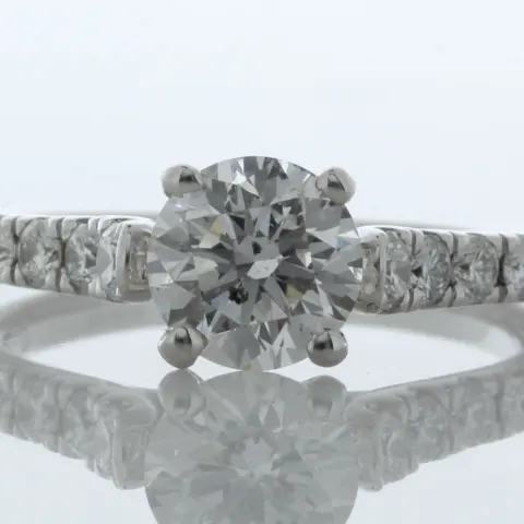 18ct White Gold Single Stone Prong Set With Stone Set Shoulders Diamond Ring (1.07) 1.47 Carats